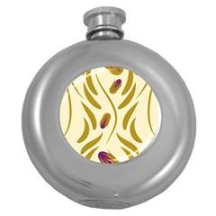 Folk Flowers Print Floral Pattern Ethnic Art Round Hip Flask (5 Oz) by Eskimos