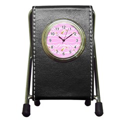 Folk Flowers Print Floral Pattern Ethnic Art Pen Holder Desk Clock by Eskimos