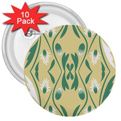 Folk Flowers Print Floral Pattern Ethnic Art 3  Buttons (10 Pack)  by Eskimos