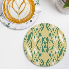 Folk Flowers Print Floral Pattern Ethnic Art Uv Print Round Tile Coaster