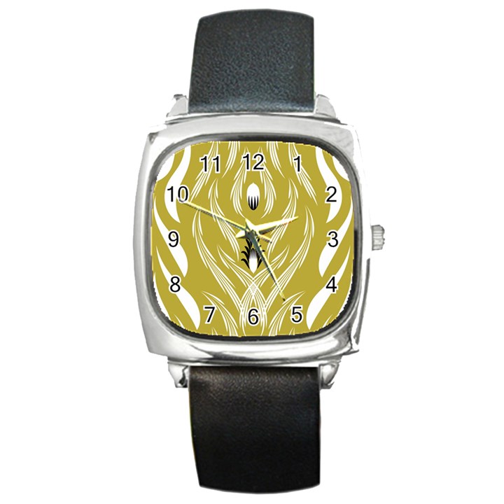 Folk flowers print Floral pattern Ethnic art Square Metal Watch