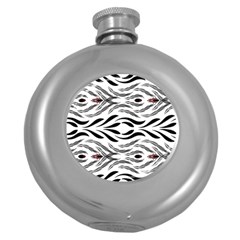 Folk Flowers Print Floral Pattern Ethnic Art Round Hip Flask (5 Oz) by Eskimos