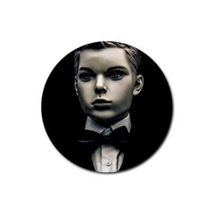 Evil Boy Manikin Portrait Rubber Coaster (round) by dflcprintsclothing