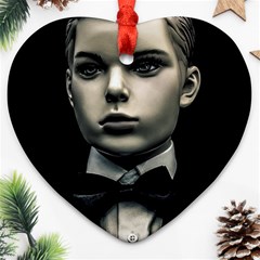 Evil Boy Manikin Portrait Heart Ornament (two Sides)