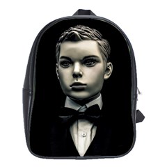 Evil Boy Manikin Portrait School Bag (large) by dflcprintsclothing