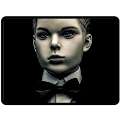 Evil Boy Manikin Portrait Fleece Blanket (large)  by dflcprintsclothing