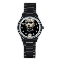 Evil Boy Manikin Portrait Stainless Steel Round Watch by dflcprintsclothing