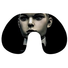 Evil Boy Manikin Portrait Travel Neck Pillow