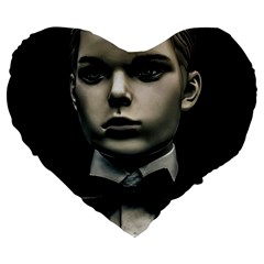 Evil Boy Manikin Portrait Large 19  Premium Flano Heart Shape Cushions by dflcprintsclothing