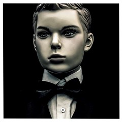 Evil Boy Manikin Portrait Wooden Puzzle Square