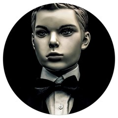 Evil Boy Manikin Portrait Round Trivet