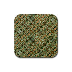 Colorful Stylized Botanic Motif Pattern Rubber Coaster (square)