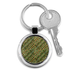 Colorful Stylized Botanic Motif Pattern Key Chain (round) by dflcprintsclothing