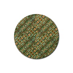 Colorful Stylized Botanic Motif Pattern Rubber Round Coaster (4 Pack) by dflcprintsclothing