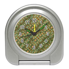 Colorful Stylized Botanic Motif Pattern Travel Alarm Clock by dflcprintsclothing