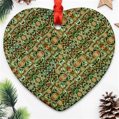 Colorful Stylized Botanic Motif Pattern Heart Ornament (two Sides) by dflcprintsclothing