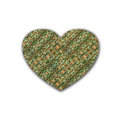 Colorful Stylized Botanic Motif Pattern Rubber Coaster (heart) by dflcprintsclothing