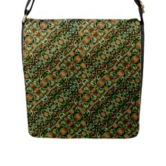 Colorful Stylized Botanic Motif Pattern Flap Closure Messenger Bag (l) by dflcprintsclothing