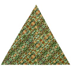 Colorful Stylized Botanic Motif Pattern Wooden Puzzle Triangle by dflcprintsclothing