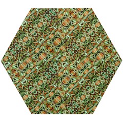 Colorful Stylized Botanic Motif Pattern Wooden Puzzle Hexagon by dflcprintsclothing