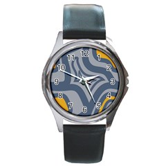 Abstract Pattern Geometric Backgrounds Round Metal Watch by Eskimos