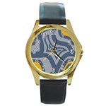 Abstract pattern geometric backgrounds Round Gold Metal Watch Front