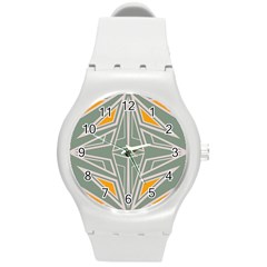 Abstract Pattern Geometric Backgrounds Round Plastic Sport Watch (m) by Eskimos