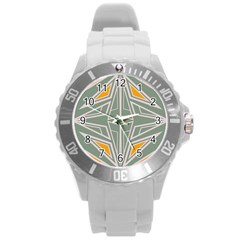 Abstract Pattern Geometric Backgrounds Round Plastic Sport Watch (l) by Eskimos