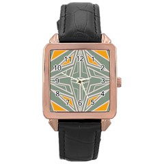 Abstract Pattern Geometric Backgrounds Rose Gold Leather Watch  by Eskimos