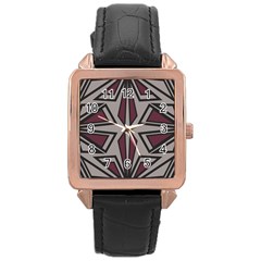 Abstract Pattern Geometric Backgrounds Rose Gold Leather Watch  by Eskimos