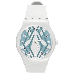 Abstract Pattern Geometric Backgrounds Round Plastic Sport Watch (m) by Eskimos