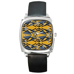 Abstract Pattern Geometric Backgrounds Square Metal Watch by Eskimos