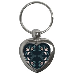 Folk Flowers Floral Art Print Flowers Abstract Art  Key Chain (heart) by Eskimos