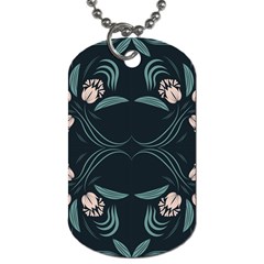 Folk Flowers Floral Art Print Flowers Abstract Art  Dog Tag (one Side) by Eskimos