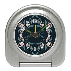 Folk Flowers Floral Art Print Flowers Abstract Art  Travel Alarm Clock by Eskimos