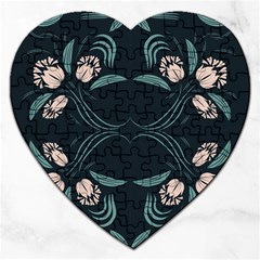 Folk Flowers Floral Art Print Flowers Abstract Art  Jigsaw Puzzle (heart) by Eskimos