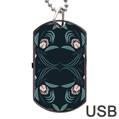 Folk Flowers Floral Art Print Flowers Abstract Art  Dog Tag Usb Flash (one Side) by Eskimos