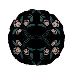 Folk Flowers Floral Art Print Flowers Abstract Art  Standard 15  Premium Flano Round Cushions by Eskimos