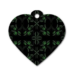 Folk Flowers Floral Art Print Flowers Abstract Art  Dog Tag Heart (one Side)