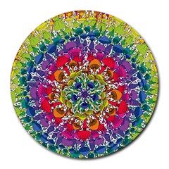 Rainbow Mushroom Mandala Round Mousepads by steampunkbabygirl