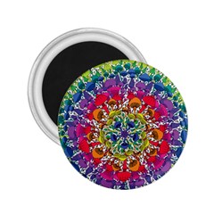 Rainbow Mushroom Mandala 2 25  Magnets by steampunkbabygirl