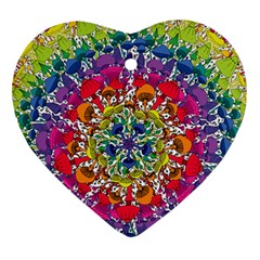 Rainbow Mushroom Mandala Ornament (heart)