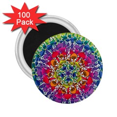 Rainbow Mushroom Mandala 2 25  Magnets (100 Pack)  by steampunkbabygirl