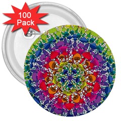 Rainbow Mushroom Mandala 3  Buttons (100 Pack)  by steampunkbabygirl