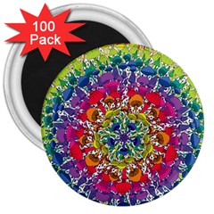 Rainbow Mushroom Mandala 3  Magnets (100 Pack) by steampunkbabygirl