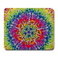 Rainbow Mushroom Mandala Large Mousepads by steampunkbabygirl