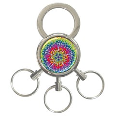 Rainbow Mushroom Mandala 3-ring Key Chain by steampunkbabygirl