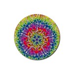 Rainbow Mushroom Mandala Rubber Round Coaster (4 pack) Front