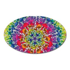 Rainbow Mushroom Mandala Oval Magnet by steampunkbabygirl