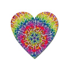 Rainbow Mushroom Mandala Heart Magnet by steampunkbabygirl